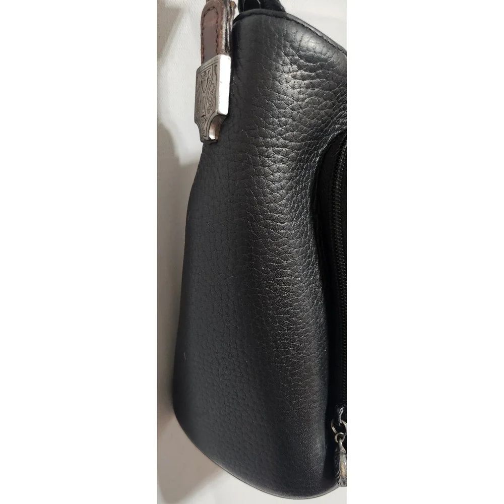 Brighton Black Leather Shoulder Bag Croc Embossed Organizer Wallet Purse Brown